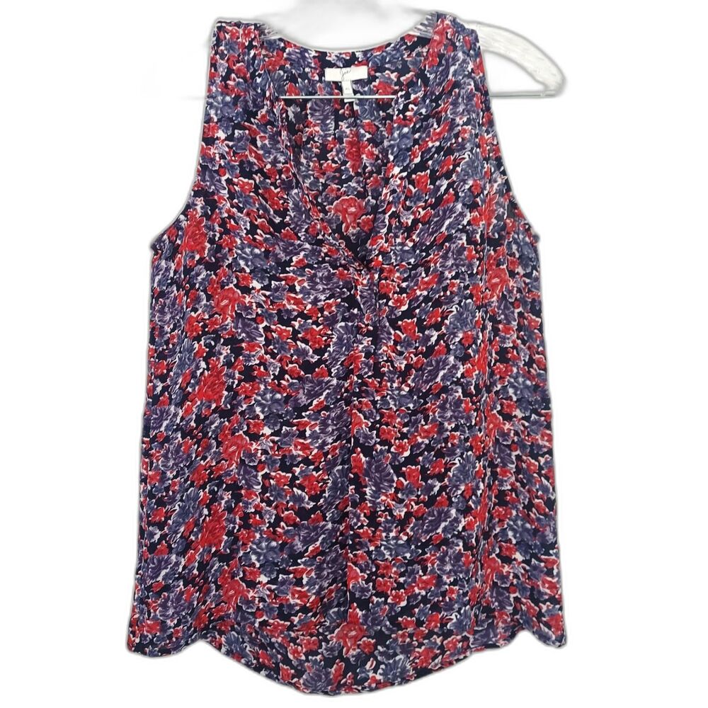 Joie Silk Sleeveless V neck Top XS Red Blue Purple